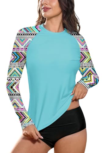 BesserBay Damen Bademode Rash Guard UV Shirts Langarm Surf Shirt Schwimmen Tankini UPF 50+ Tankini Gr. 44 EU/ 2XL von BesserBay