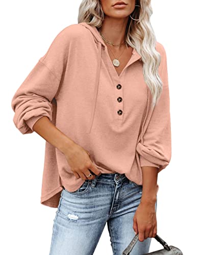 BesserBay Pullover Frauen Lässiges Kapuzenshirt mit Schicken Bündchen Arme Lang für Freizeit Rosa M von BesserBay