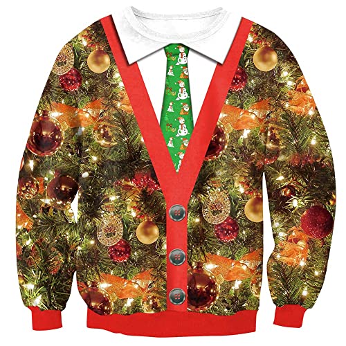 Weihnachten Unisex Ugly Weihnachtpullover Langarm Rundhals Lustige Christmas Sweatshirt Gelb M von BesserBay