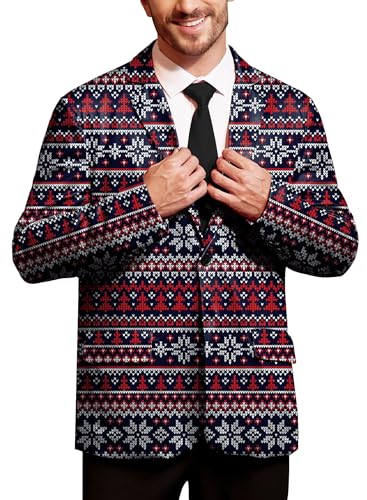 BesserBay Herren Weihnachtsblazer Langarm Sakkos Schwarz Herrenblazer Freizeit Xmas Kostüm Blazer XL von BesserBay