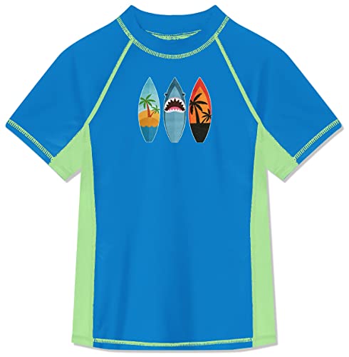 BesserBay Kinder Top Blau Badeshirt Swimsuit Bademode UV Shirt mit UV-Shutz Kurzarm Rashguard 120 von BesserBay