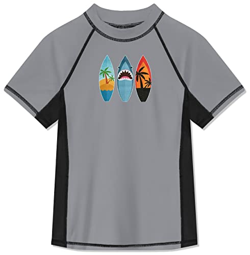 BesserBay Jungen Kinder Druck Badeshirt UV Shirt Grau mit UV-Shutz Swimsuit Bademode Rashguard 140 von BesserBay