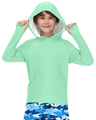 BesserBay Kinder Minze UV Shirt Bademode Schwimmshirt Kapuzen mit UV-Shutz UPF 50+ Langarm Rashguard 160 von BesserBay