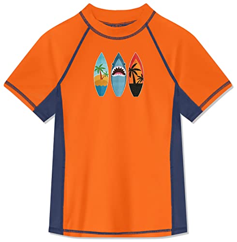 BesserBay Jungen Druck Kinder Badeshirt Orange mit UV-Shutz Bademode UV Shirt Swimsuit Rashguard 130 von BesserBay