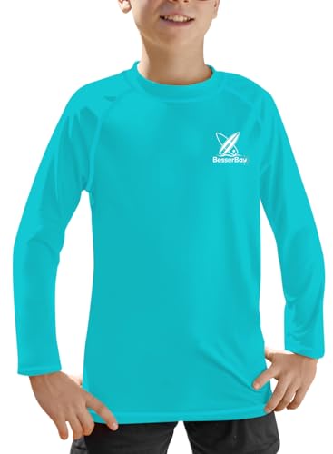 BesserBay Kinder Langarm UV Shirt Sonnenschutz Schnelltrocknend UPF 50+ Rashguard Himmelblau 120 von BesserBay