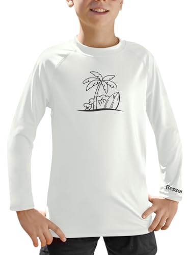 BesserBay Kinder Langarm UV Shirt Sonnenschutz Schnelltrocknend UPF 50+ Rashguard Weiß 110 von BesserBay