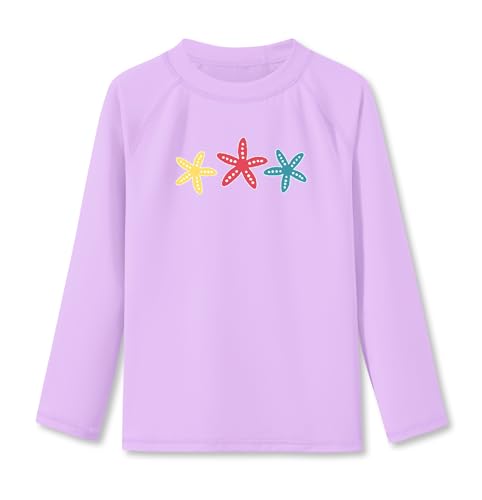 BesserBay Mädchen Badeshirt Kinder UV Shirt Rundhalsausschnitt UPF 50+ Sonnenschutz Lila Langarm Rash Guard 110 von BesserBay