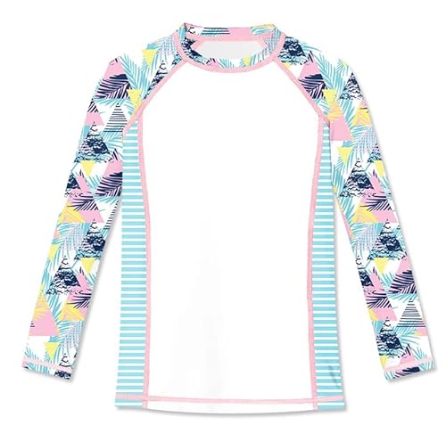 BesserBay Mädchen Badeshirt Kinder UV Shirt Weiß Langarm UPF 50+ Sonnenschutz Rundhals Rash Guard 140 von BesserBay