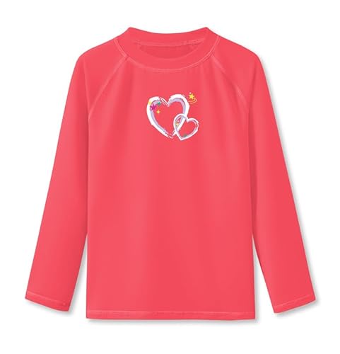 BesserBay Mädchen Badeshirt Kinder UV Shirt Rosa Langarm UPF 50+ Sonnenschutz Rundhals Rash Guard 140 von BesserBay