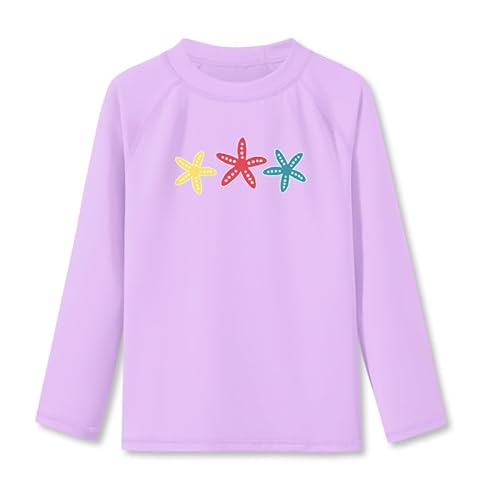 BesserBay Mädchen Kinder Badeshirt UV Shirt UPF 50+ Sonnenschutz Rundhals Lila Langarm Rash Guard 150 von BesserBay