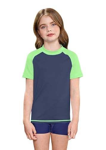 BesserBay Mädchen Sonnenschutz Shirt Kurze Ärmel Rash Guard Kinder Schwimmshirt 120 von BesserBay