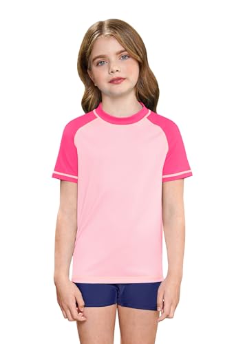 BesserBay Mädchen Sonnenschutz Shirt Kurze Ärmel Rash Guard Kinder Schwimmshirt A8 120 von BesserBay