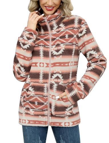 BesserBay Fleecejacke Damen Outdoor Warm Teddy Lang Funktions Durchgehendem Reißverschluss Fleecemantel Sweatjacke Mehrfarbig A7 XL von BesserBay