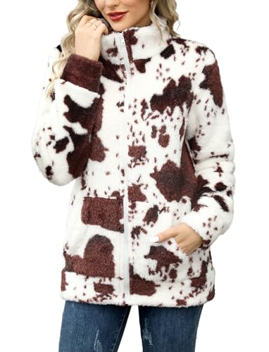 BesserBay Fleecejacke Damen Weich Winter Teddy Fleecemantel Funktions Durchgehendem Reißverschluss Lang Sweatjacke Mehrfarbig A6 M von BesserBay