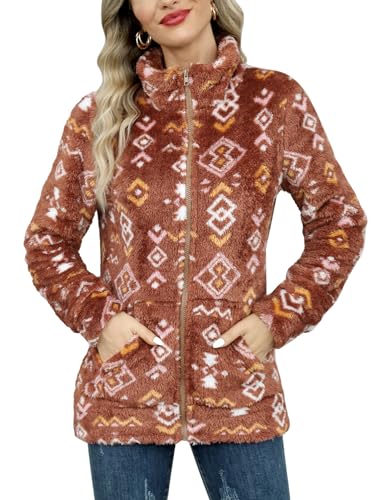 BesserBay Fleecejacke Damen Schick Ohne Kapuze Teddy Durchgehendem Reißverschluss Fleecemantel Lang Funktions Sweatjacke Mehrfarbig A9 M von BesserBay