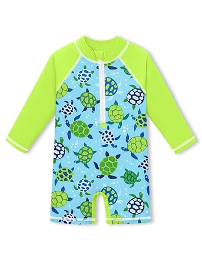 Baby UV Shirt Schnelltrocknend UPF 50+ Rundhals Einteiliger Badebekleidung Grüne Schildkröte 0-6 Monate von BesserBay