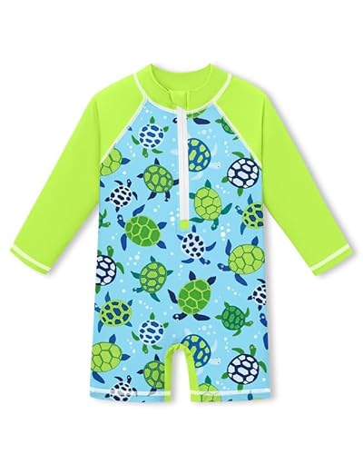 Baby Langarm UV Shirt UPF 50+ Schnelltrocknend Rundhals Badebekleidung Grüne Schildkröte 6-12 Monate von BesserBay