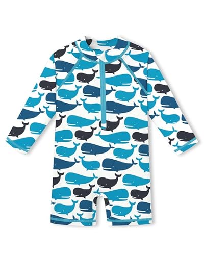 Baby UV Shirt Rundhals Einteiliger UPF 50+ Schnelltrocknend Badebekleidung Wal & Blau 12-18 Monate von BesserBay