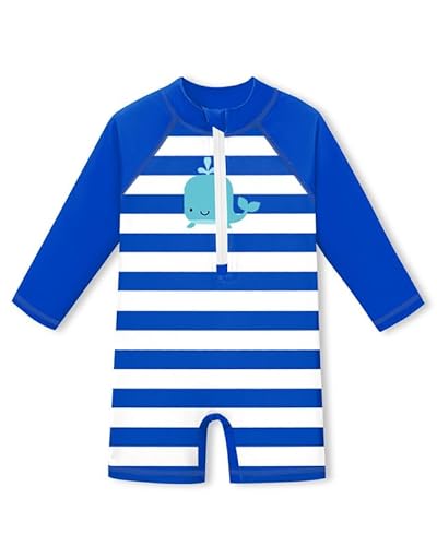 Baby Langarm UV Shirt Einteiliger Schnelltrocknend UPF 50+ Badebekleidung Wal & Streifen 12-18 Monate von BesserBay
