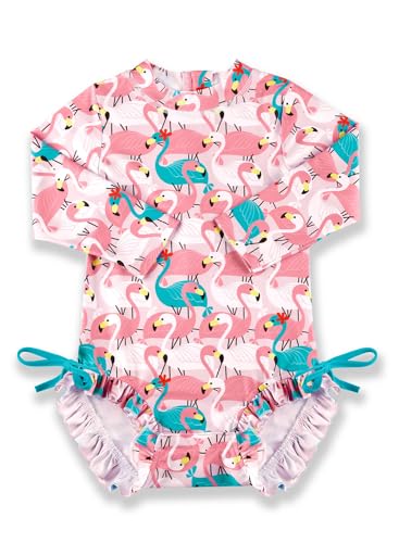 BesserBay Baby Mädchen Sonnenschutz Rash Guard UPF 50+ Rundhals Einteiliger Badeanzüge Flamingo 18-24 Monate von BesserBay