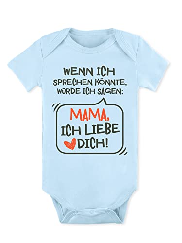 BesserBay Baby Mama Strampler Muttertag Ich Liebe Dich Kurzarm Blau Muttertagsgeschenk Body 0-3 Monate von BesserBay