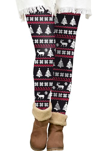 BesserBay Weihnachten Damen Innenfleece Leggings Warm Teddy High Waist Winterleggings S von BesserBay