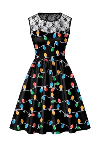 BesserBay Weihnachten Damen Kleid Ärmellos Partykleid Spitzenkleid Party Swing Druck Weihnachtskleid XL BesserBay Weihnachten Damen Kleid Ärmellos Partykleid Spitzenkleid Party Swing Druck Weihnachtskleid XL von BesserBay