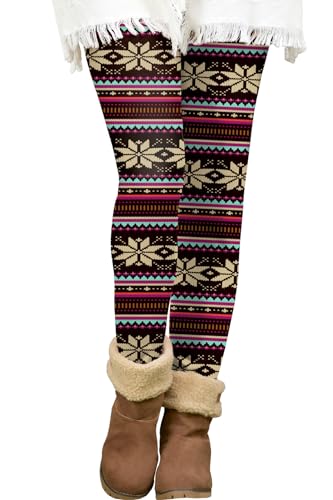 BesserBay Weihnachten Damen Leggings Fleece Gefütterte Winter Hohe Taille Thermoleggings XXL von BesserBay