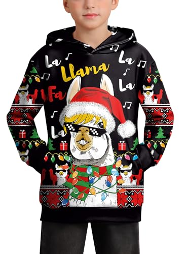 BesserBay Weihnachten Kinder Alpaka Pullover Kapuzenpullover Hoodie Sweatshirt Weihnachtspullover 12 Jahre von BesserBay