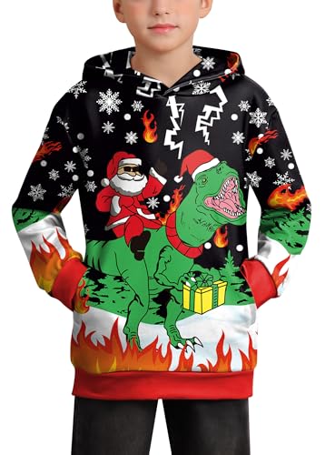 BesserBay Weihnachten Kinder Druck Kapuze Pullover Hoodie Kapuzenpullover Sweatshirt Dinosaurier 6 Jahre von BesserBay