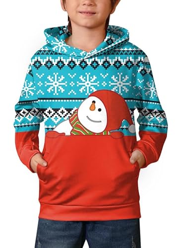 BesserBay Weihnachten Kinder Druck Kapuze Pullover Schneemann Kapuzenpullover Sweatshirt Hoodie 10 Jahre von BesserBay