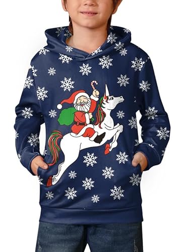 BesserBay Weihnachten Kinder Pullover Hoodie Kapuzenpullover Weihnachtsmann Weihnachtspullover 10 Jahre von BesserBay