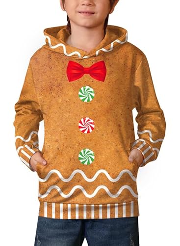 BesserBay Weihnachten Kinder Pullover Sweatshirt Gold Hoodie Kapuzenpullover Weihnachtspullover 12 Jahre von BesserBay