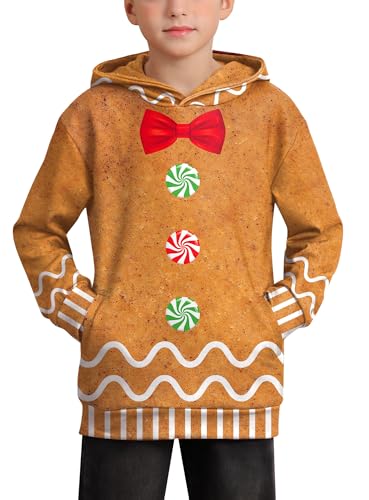 BesserBay Weihnachten Kinder Pullover Sweatshirt Gold Hoodie Kapuzenpullover Weihnachtspullover 12 Jahre von BesserBay
