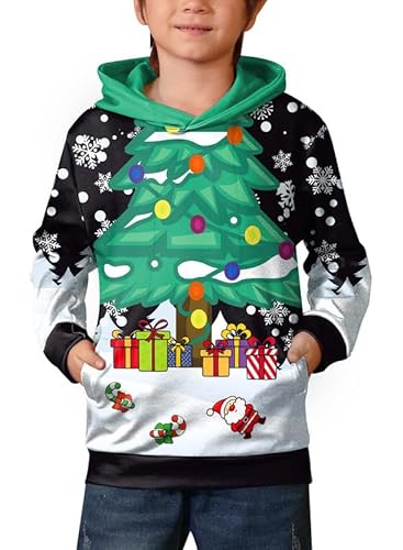 BesserBay Weihnachten Kinder Unisex Weihnachtsbaum Weihnachtspulli Pullover Hoodie Kapuzenpullover 10 Jahre von BesserBay