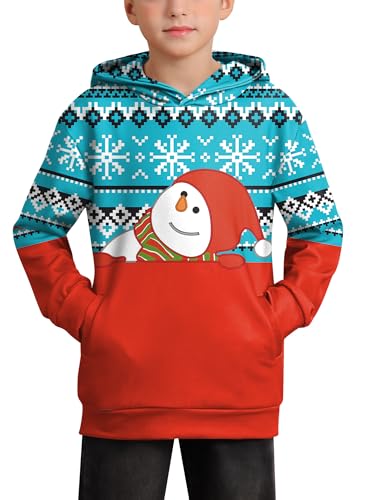 BesserBay Weihnachten Kinder Unisex Weihnachtspulli Schneemann Sweatshirt Hoodie Weihnachtspullover 12 Jahre von BesserBay