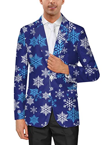 BesserBay Weihnachtsblazer für Herren Bedruckte Langarm Anzugjacke Xmas Partykleidung Blazer Slim Fit Blazer Freizeit Sakkos XXL von BesserBay