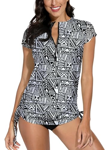 Damen Rashguard mit Weicher Stretch-Stoff Rundhals Atmungsaktives UV-Shirt UPF 50+ XXL von BesserBay