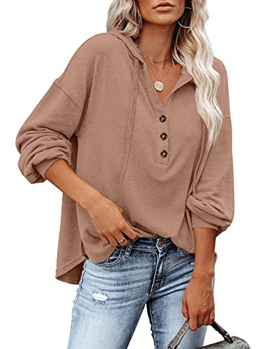 BesserBay Kapuzenpullover Frauen Fallendes Langärmeliges Shirt mit Schicken Bündchen Noos Lotusfarbe XXL von BesserBay