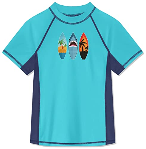 BesserBay Kinder Druck Kinder Badeshirt Blau Swimsuit Bademode UV Shirt mit UV-Shutz Rashguard 150 von BesserBay