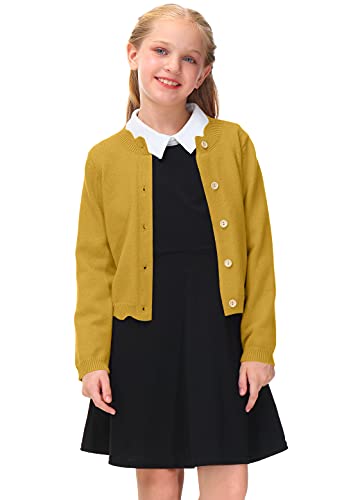 BesserBay Langarm Girl Kinder Bolerojäckche Schulterjacke Mädchen Bolero Gelb 120 von BesserBay