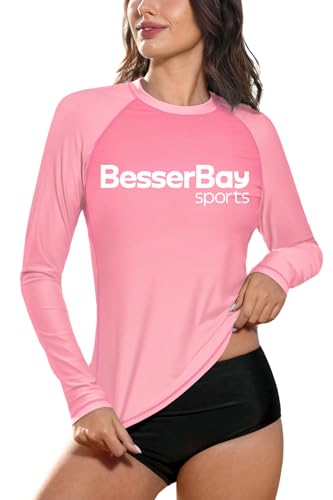 Rash Guard Damen Atmungsaktive Dehnbare Schwimmshirt Sonnenschutz Surfshirt Stehkragen Langarm UV Shirt 19C4 44 EU/ 2XL von BesserBay