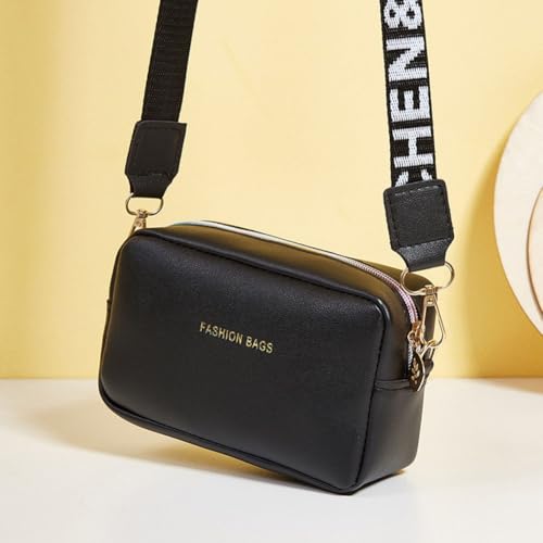 Besshepplo Trendige Umhängetasche aus PU-Leder für Damen, kleine quadratische Tasche mit bequemem Buchstabenriemen, Schwarz von Besshepplo