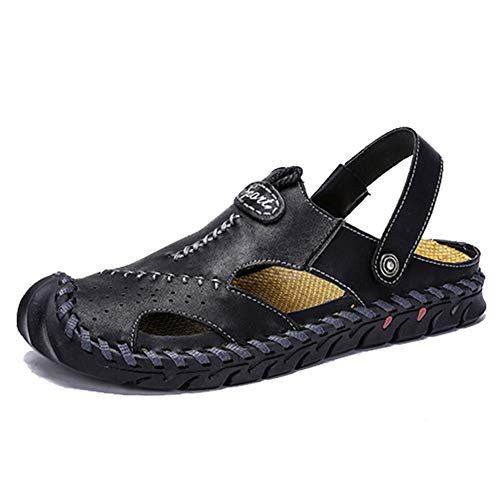 Classic Pink Herren Casual Closed Toe Sandalen Leder Outdoor Beach Sommersandalen Hausschuhe Hausschuhe Flache SchuheSchwarz44 EU Classic Pink Herren Casual Closed Toe Sandalen Leder Outdoor Beach Sommersandalen Hausschuhe Hausschuhe Flache SchuheSchwarz44 EU von Bessiboog