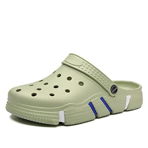 Herren Damen Clogs Atmungsaktiv Hausschuhe rutschfest Sommer Hohl Sandalen Gartenschuhe Badeschuhe Strand Aqua Slippers Pantoffeln Grün 38 EU von Bessiboog