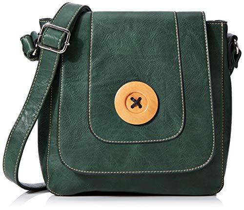 Bessie LondonWooden Button Cross BodyDamenUmhängetascheGrün (Green)9x26x25 Centimeters (W x H x L) von Bessie London