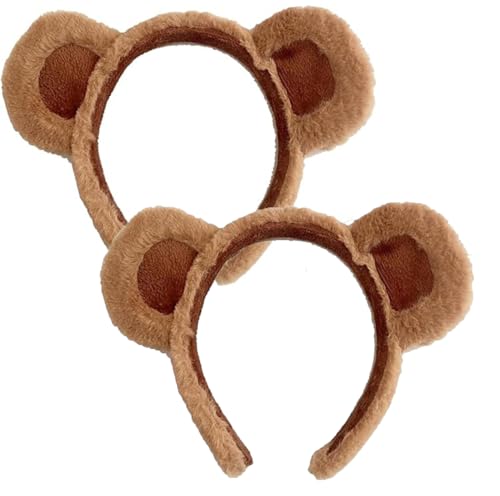 2 Stück Bärenohren-Stirnband,Plüsch Tier Ohren Stirnband Tier Haarreif mit Ohren, Tierohren Kopfbedeckung Cartoon Tierohren Haarschmuck,für Erwachsene Kinder Halloween Karneval Cosplay Kostüm von Bessy shop