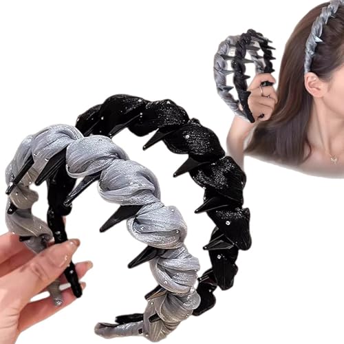 Elegant Headband,2 Stück Haarreif mit Haifischzahn-Kamm Haarreif Mit Klammern Kunststoff Wellenförmiger Haarkamm für Damen, Mädchen Set Haarschmuck von Bessy shop