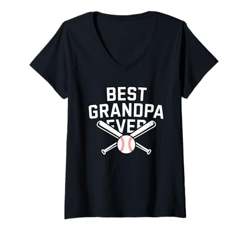 Damen Best Baseball Grandpa Fathers Day Sport Player Grandfather T-Shirt mit V-Ausschnitt von Best Baseball Grandpa Fathers Day Tee