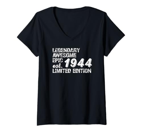 Damen Birthday Gift 1944 Limited Edition T-Shirt mit V-Ausschnitt von Best Birthday Gift Ideas Co.